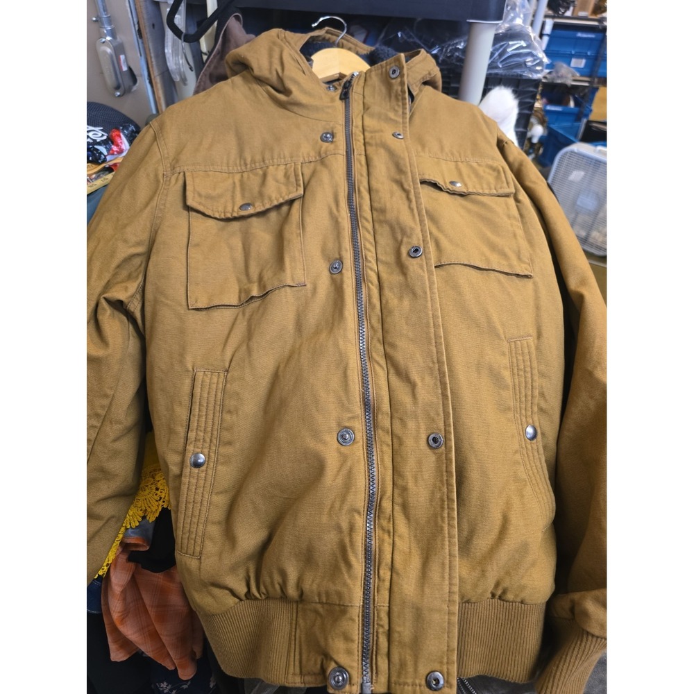 Hawke & Co Men's L Brown Sherpa Lined Hooded Jacket Rugged Workwear Gorpcore - Picture 6 of 9